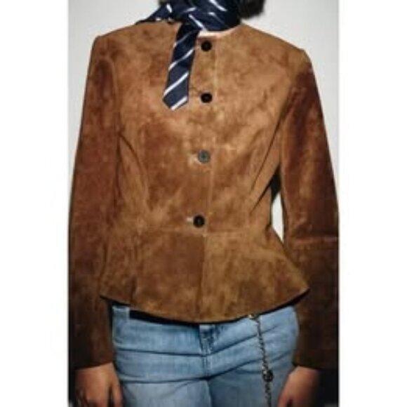 ZARA 100% LEATHER JACKET - Size M - Picture 1 of 6